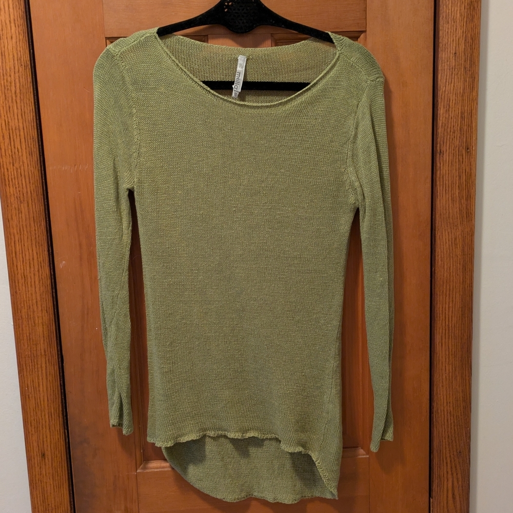 Miilla Sage Green Sheer Knit Long Sleeve